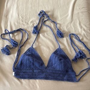 Blue Crochet Bikini Top
